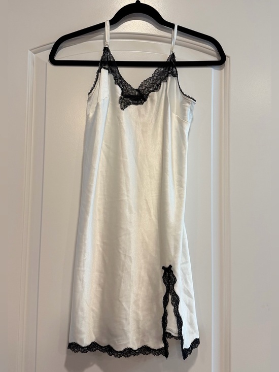 Victoria's Secret Other - Victoria’s Secret Silk-Look Slip Dress with Black Lace Trim